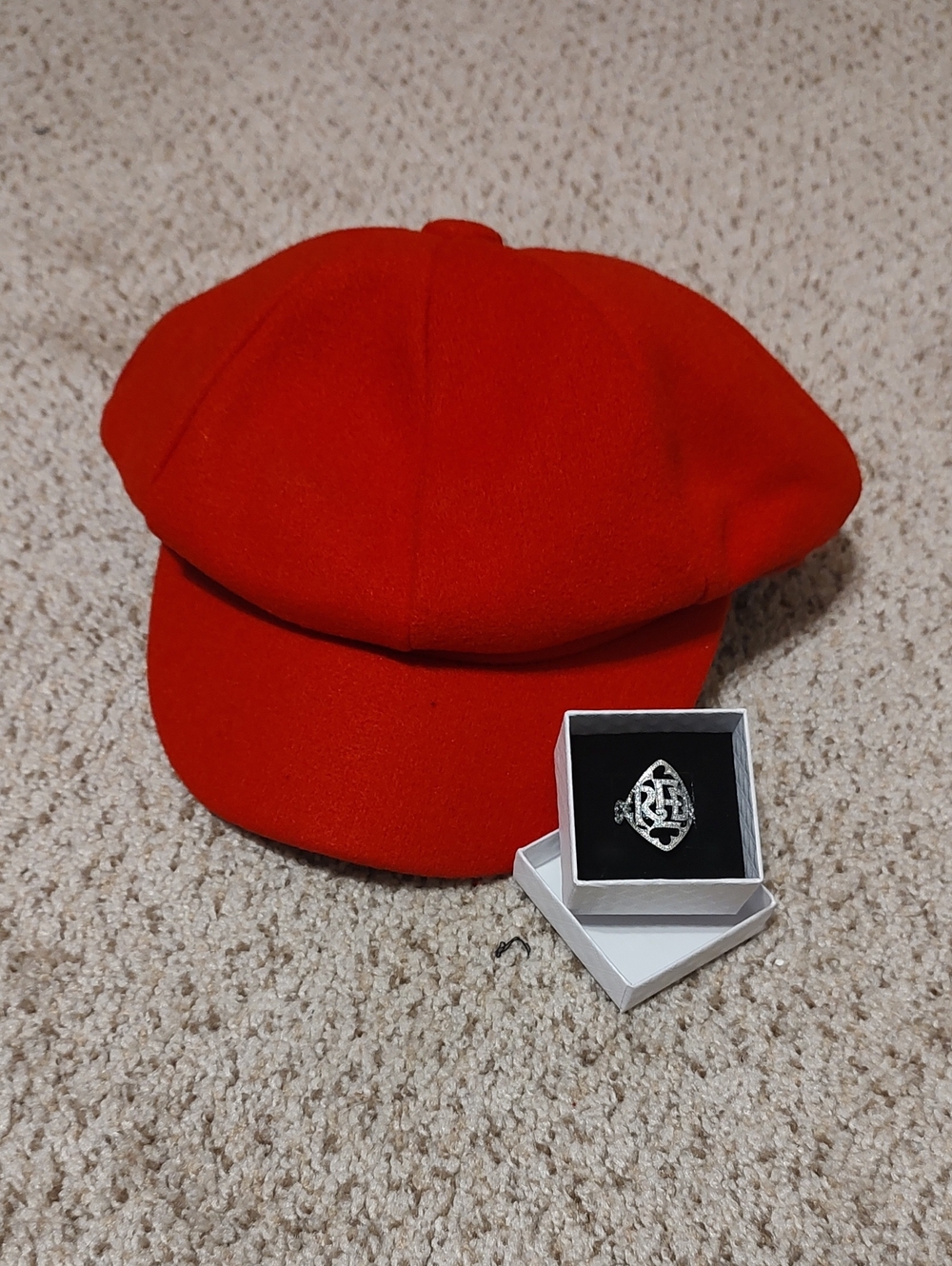 Taylor Swift Inspired Red Album Ring (Taylor's Version) And A Red Baker Boy Cap